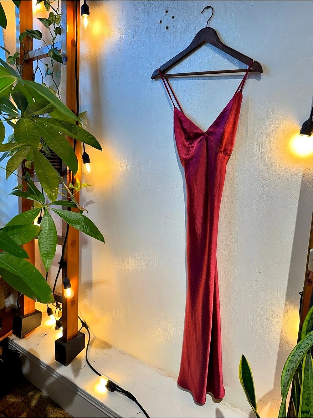 Dissh Joey Plum Choc Satin Maxi Dress Pink Size 6